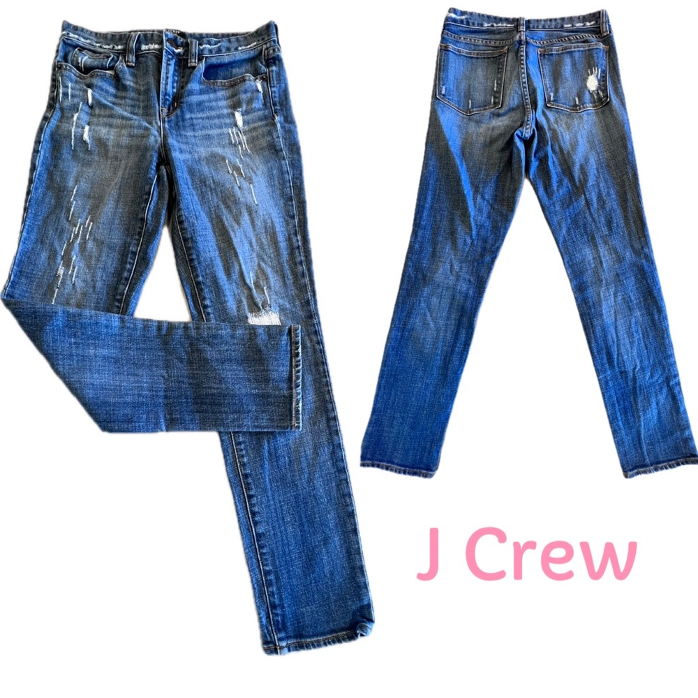 J. Crew Stretch Distressed Toothpick Jeans Sz 27